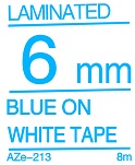 Blue on White Tape 6mm
