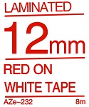 Red on White Tape 12mm