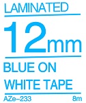 Blue on White Tape 12mm