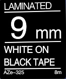 White on Black Tape 9mm