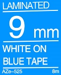White on Blue Tape 9mm