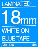 White on Blue Tape 18mm