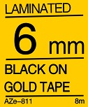 Black on Gold Tape- 6mm