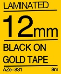 Black on Gold Tape 12mm