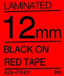 Black on Red Tape 12mm