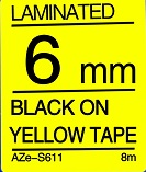 Black on Yellow Tape - 6mm