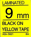 Black on Yellow Tape 9mm