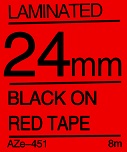 Black on Red Tape 24mm