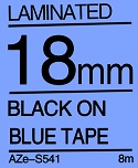 Black on Blue Tape 18mm