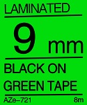 Black on Green Tape 9mm