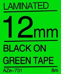 Black on Green Tape 12mm
