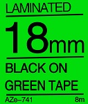 Black on Green Tape 18mm