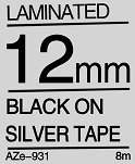 Black on Silver Tape 12mm