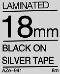 Black on Silver Tape 18mm