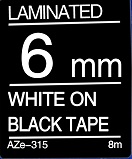 White on Black Tape -6mm