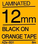 Black on Orange Tape 12mm