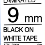 Black on White Tape 9mm